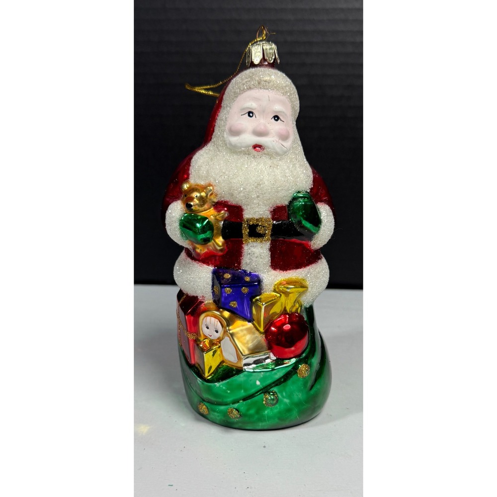 VTG Blown Glass Santa Claus With Toys Ornament Christmas Tree Decor European